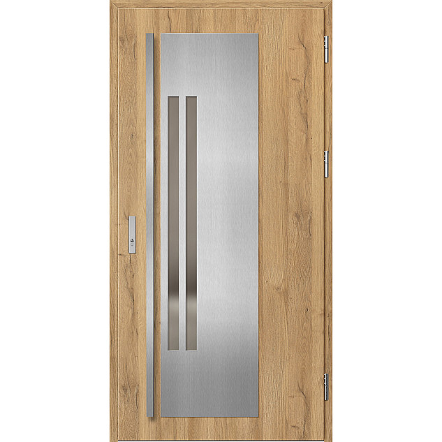 Ocelové vchodové dveře - MURTER 2 - Dub Natur, Label Inox Ocelové vchodové dveře ERKADO - MURTER 2 - Dub Natur, Label Inox