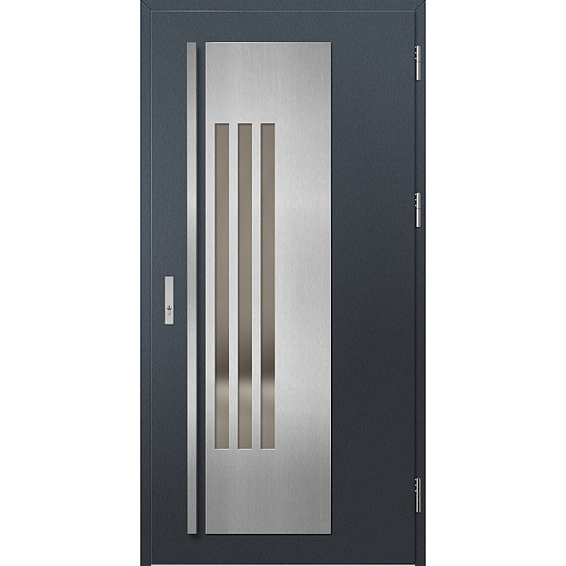 Ocelové vchodové dveře - MURTER 3 - Antracit Struktura, Label Inox Ocelové vchodové dveře ERKADO - MURTER 3 - Antracit Struktura, Label Inox