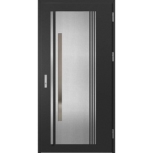 Ocelové vchodové dveře - MURTER 4 - Černá, Label Inox Ocelové vchodové dveře ERKADO - MURTER 4 - Černá, Label Inox