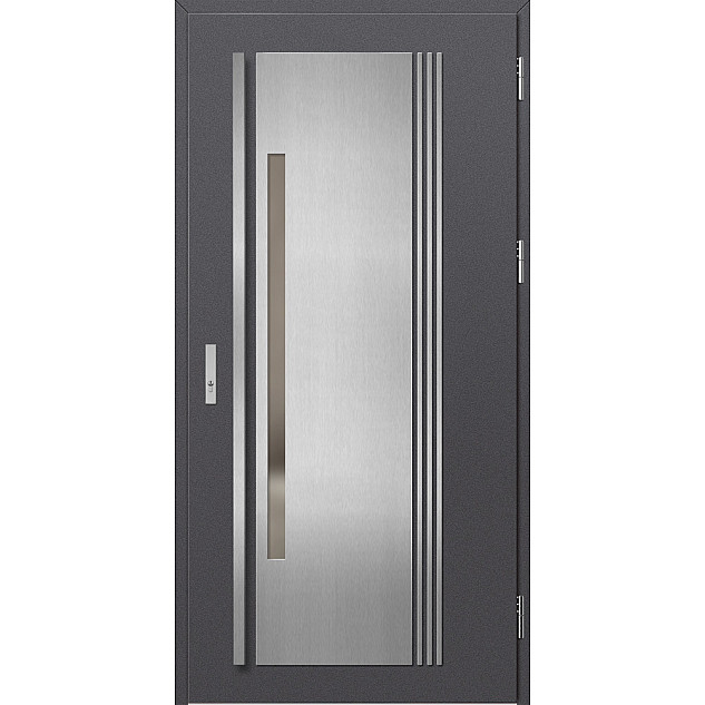 Ocelové vchodové dveře - MURTER 4 - Hladký Antracit, Label Inox Ocelové vchodové dveře ERKADO - MURTER 4 - Hladký Antracit, Label Inox