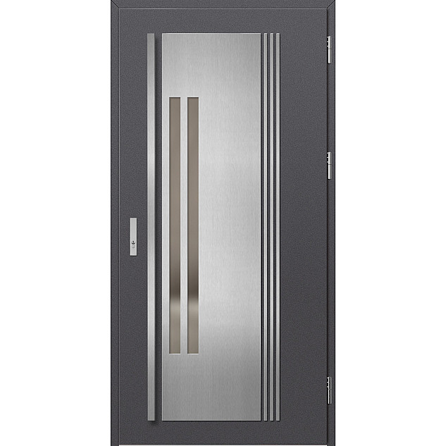 Ocelové vchodové dveře - MURTER 5 - Hladký Antracit, Label Inox Ocelové vchodové dveře ERKADO - MURTER 5 - Hladký Antracit, Label Inox