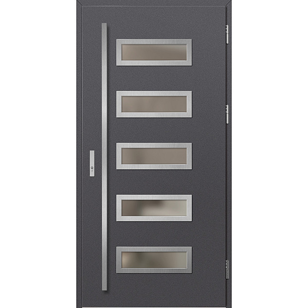 Ocelové vchodové dveře - RODING 1 - Hladký Antracit, Label Inox Ocelové vchodové dveře ERKADO - RODING 1 - Hladký Antracit, Label Inox