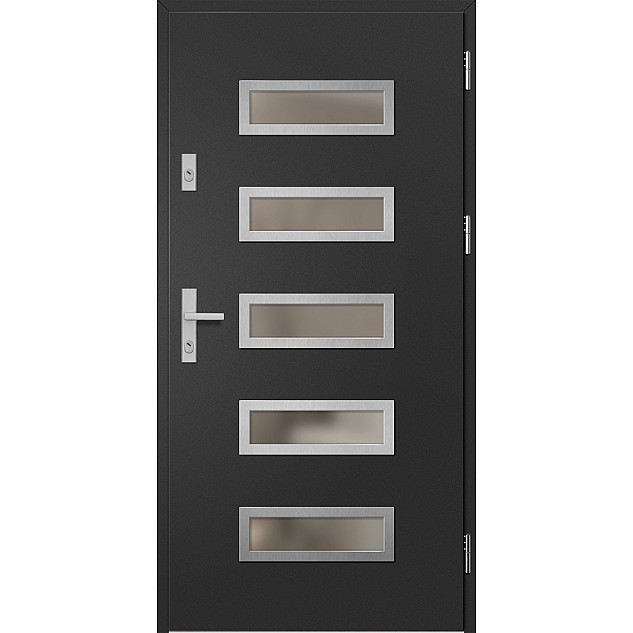 Ocelové vchodové dveře - RODING 1 - Černá, Label Inox Ocelové vchodové dveře ERKADO - RODING 1 - Černá, Label Inox