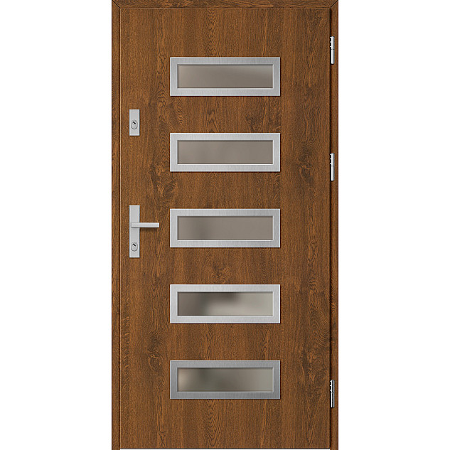 Ocelové vchodové dveře - RODING 1 - Ořech, Label Inox Ocelové vchodové dveře ERKADO - RODING 1 - Ořech, Label Inox
