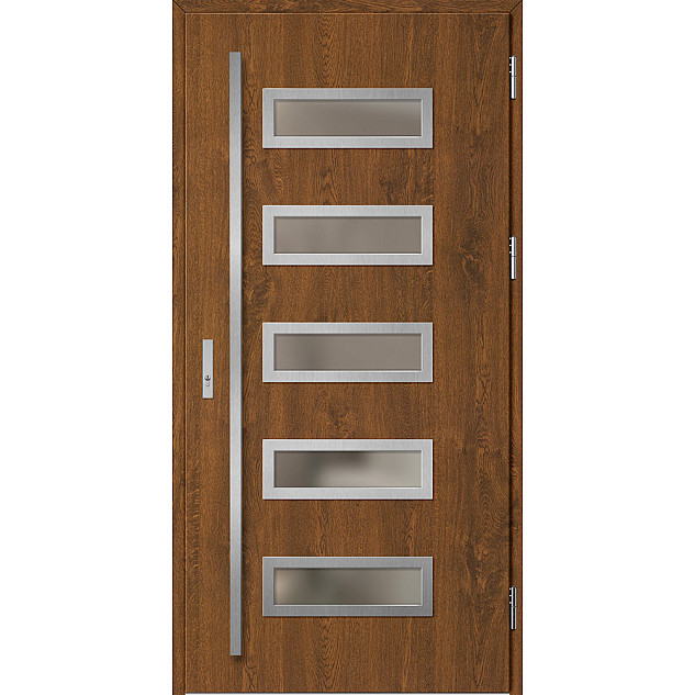Ocelové vchodové dveře - RODING 1 - Ořech, Label Inox Ocelové vchodové dveře ERKADO - RODING 1 - Ořech, Label Inox