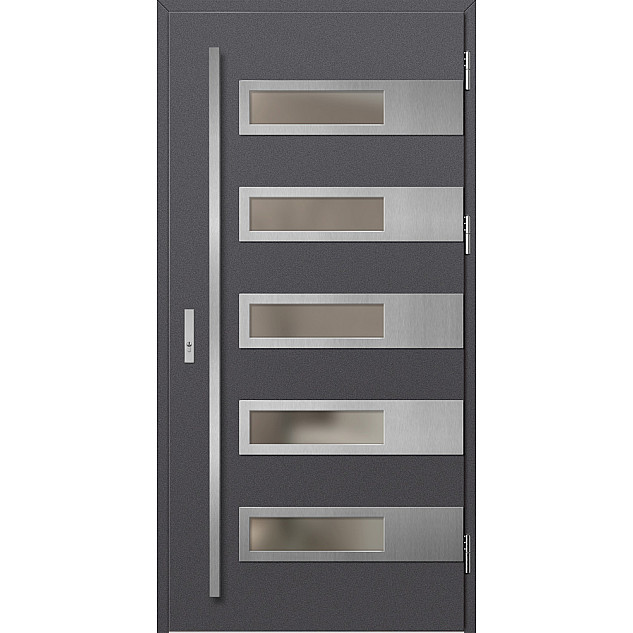 Ocelové vchodové dveře - RODING 2 - Hladký Antracit, Label Inox Ocelové vchodové dveře ERKADO - RODING 2 - Hladký Antracit, Label Inox