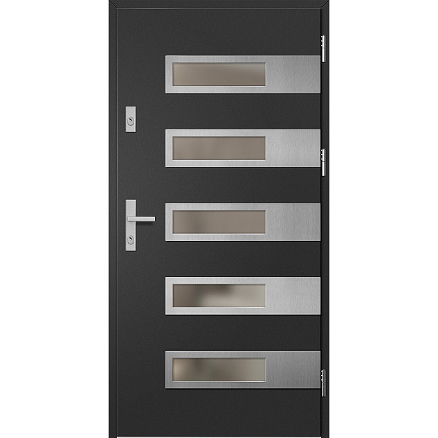 Ocelové vchodové dveře - RODING 2 - Černá, Label Inox Ocelové vchodové dveře ERKADO - RODING 2 - Černá, Label Inox