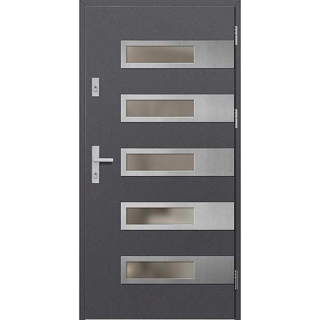 Ocelové vchodové dveře - RODING 2 - Hladký Antracit, Label Inox Ocelové vchodové dveře ERKADO - RODING 2 - Hladký Antracit, Label Inox