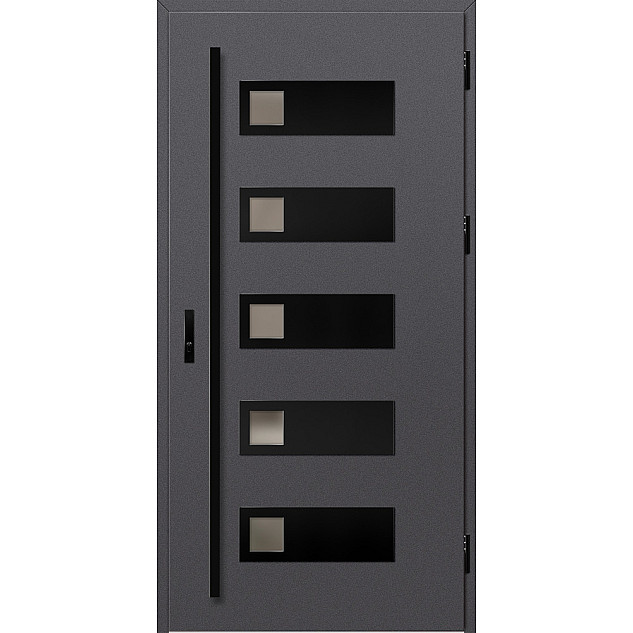 Ocelové vchodové dveře - SAMEDAN 1 - Hladký Antracit, Label Black Ocelové vchodové dveře ERKADO - SAMEDAN 1 - Hladký Antracit, Label Black