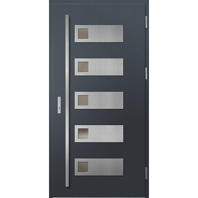 Ocelové vchodové dveře - SAMEDAN 1 - Antracit Struktura, Label Inox Ocelové vchodové dveře ERKADO - SAMEDAN 1 - Antracit Struktura, Label Inox
