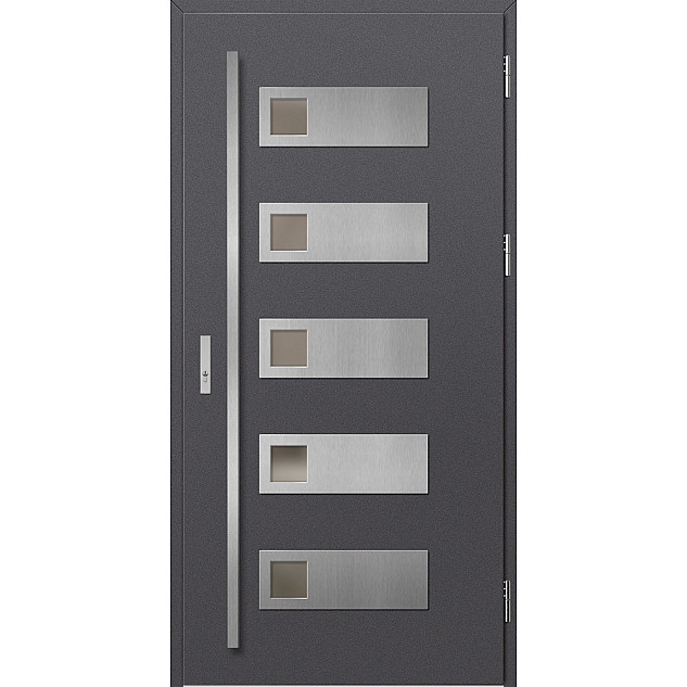 Ocelové vchodové dveře - SAMEDAN 1 - Hladký Antracit, Label Inox Ocelové vchodové dveře ERKADO - SAMEDAN 1 - Hladký Antracit, Label Inox