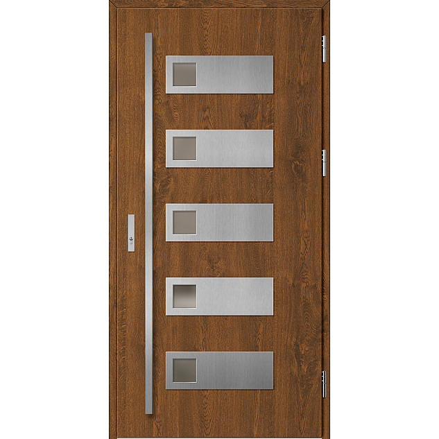 Ocelové vchodové dveře - SAMEDAN 1 - Ořech, Label Inox Ocelové vchodové dveře ERKADO - SAMEDAN 1 - Ořech, Label Inox