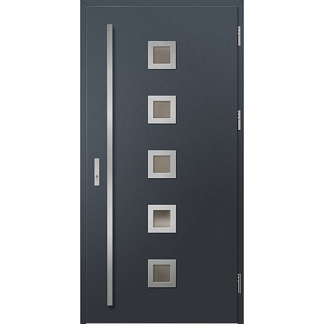 Ocelové vchodové dveře - SAMEDAN 2 - Antracit Struktura, Label Inox Ocelové vchodové dveře ERKADO - SAMEDAN 2 - Antracit Struktura, Label Inox