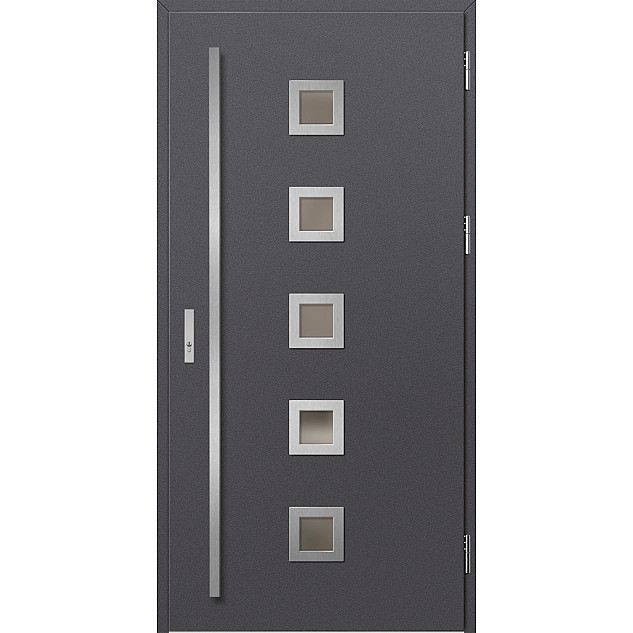 Ocelové vchodové dveře - SAMEDAN 2 - Hladký Antracit, Label Inox Ocelové vchodové dveře ERKADO - SAMEDAN 2 - Hladký Antracit, Label Inox