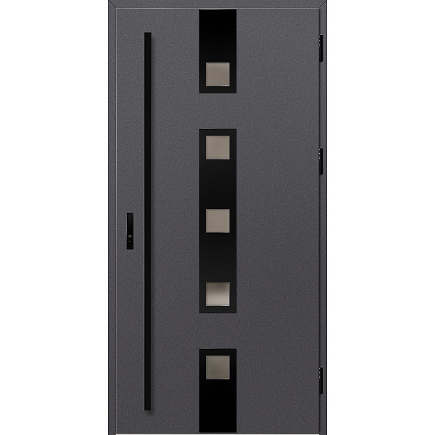 Ocelové vchodové dveře - SAMEDAN 4 - Hladký Antracit, Label Black Ocelové vchodové dveře ERKADO - SAMEDAN 4 - Hladký Antracit, Label Black