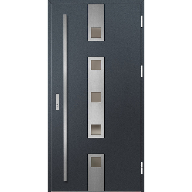 Ocelové vchodové dveře - SAMEDAN 4 - Antracit Struktura, Label Inox Ocelové vchodové dveře ERKADO - SAMEDAN 4 - Antracit Struktura, Label Inox