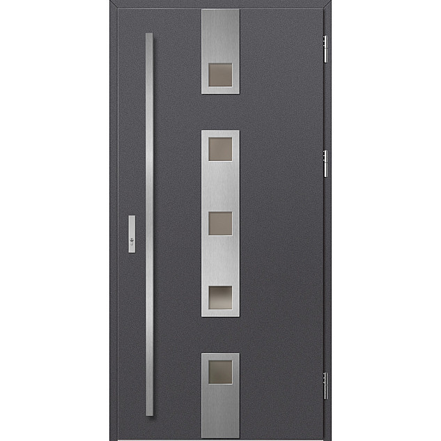 Ocelové vchodové dveře - SAMEDAN 4 - Hladký Antracit, Label Inox Ocelové vchodové dveře ERKADO - SAMEDAN 4 - Hladký Antracit, Label Inox