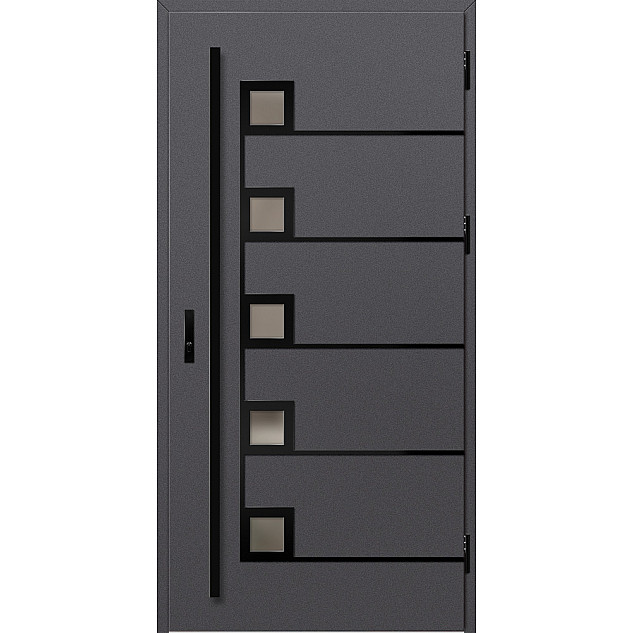 Ocelové vchodové dveře - SAMEDAN 5 - Hladký Antracit, Label Black Ocelové vchodové dveře ERKADO - SAMEDAN 5 - Hladký Antracit, Label Black