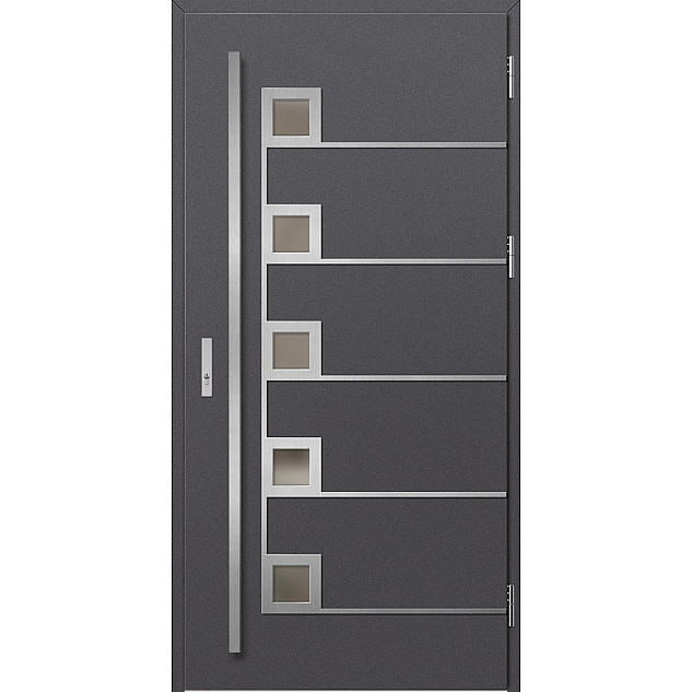 Ocelové vchodové dveře - SAMEDAN 5 - Hladký Antracit, Label Inox Ocelové vchodové dveře ERKADO - SAMEDAN 5 - Hladký Antracit, Label Inox