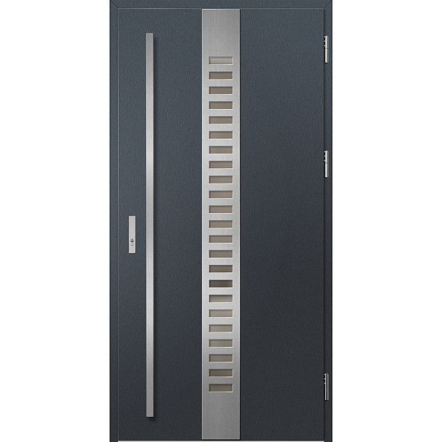 Ocelové vchodové dveře - SELTERS 1 - Antracit Struktura, Label Inox Ocelové vchodové dveře ERKADO - SELTERS 1 - Antracit Struktura, Label Inox