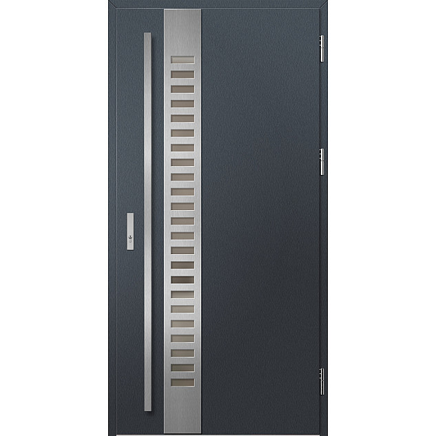 Ocelové vchodové dveře - SELTERS 2 - Antracit Struktura, Label Inox Ocelové vchodové dveře ERKADO - SELTERS 2 - Antracit Struktura, Label Inox