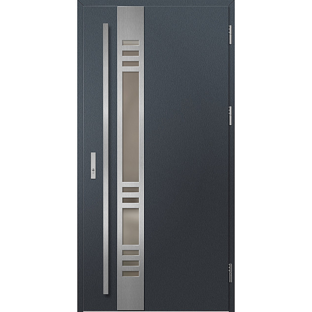 Ocelové vchodové dveře - SELTERS 3 - Antracit Struktura, Label Inox Ocelové vchodové dveře ERKADO - SELTERS 3 - Antracit Struktura, Label Inox