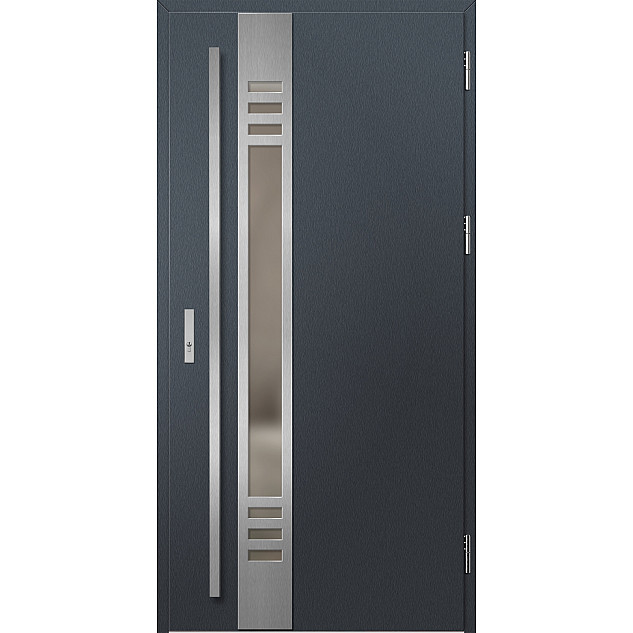Ocelové vchodové dveře - SELTERS 4 - Antracit Struktura, Label Inox Ocelové vchodové dveře ERKADO - SELTERS 4 - Antracit Struktura, Label Inox