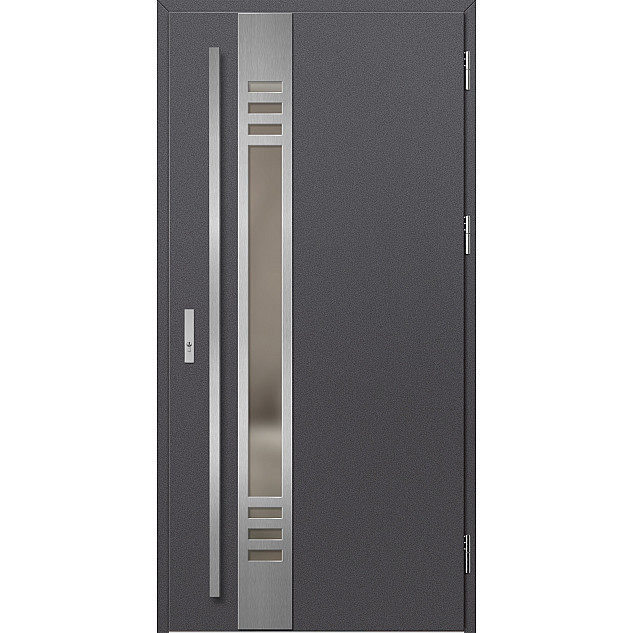 Ocelové vchodové dveře - SELTERS 4 - Hladký Antracit, Label Inox Ocelové vchodové dveře - SELTERS 4 - Hladký Antracit, Label Inox