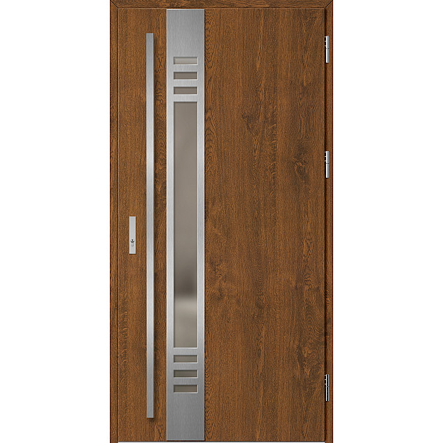 Ocelové vchodové dveře - SELTERS 4 - Ořech, Label Inox Ocelové vchodové dveře ERKADO - SELTERS 4 - Ořech, Label Inox