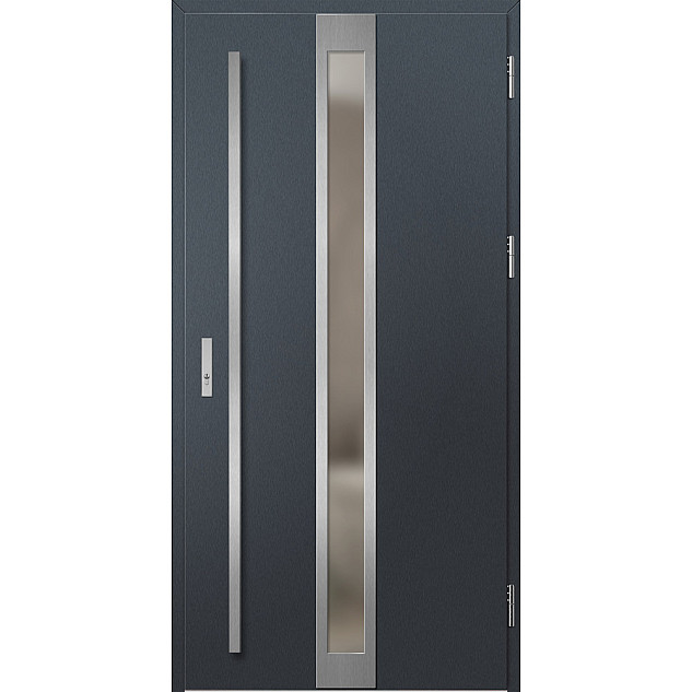 Ocelové vchodové dveře - SINGEN 1 - Antracit Struktura, Label Inox Ocelové vchodové dveře ERKADO - SINGEN 1 - Antracit Struktura, Label Inox