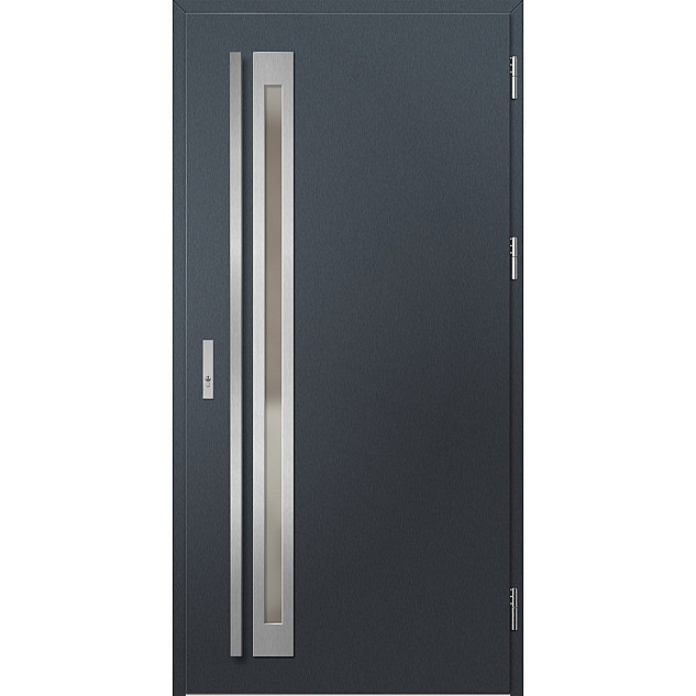 Ocelové vchodové dveře - TREBUR 1 - Antracit Struktura, Label Inox Ocelové vchodové dveře ERKADO - TREBUR 1 - Antracit Struktura, Label Inox