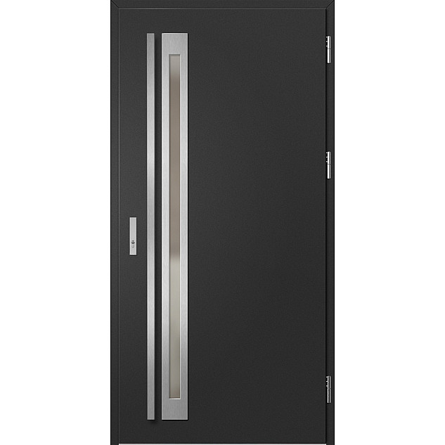 Ocelové vchodové dveře - TREBUR 1 - Černá, Label Inox Ocelové vchodové dveře ERKADO - TREBUR 1 - Černá, Label Inox