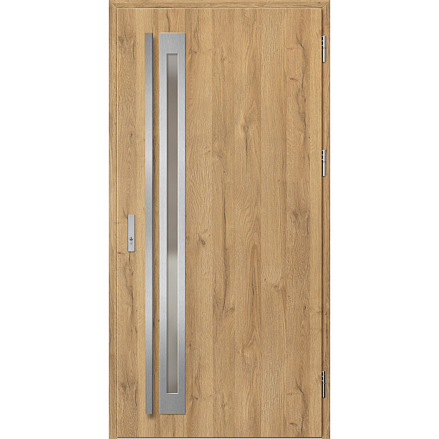 Ocelové vchodové dveře - TREBUR 1 - Dub Natur, Label Inox Ocelové vchodové dveře ERKADO - TREBUR 1 - Dub Natur, Label Inox