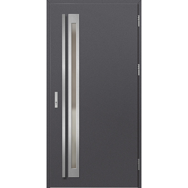 Ocelové vchodové dveře - TREBUR 1 - Hladký Antracit, Label Inox Ocelové vchodové dveře ERKADO - TREBUR 1 - Hladký Antracit, Label Inox