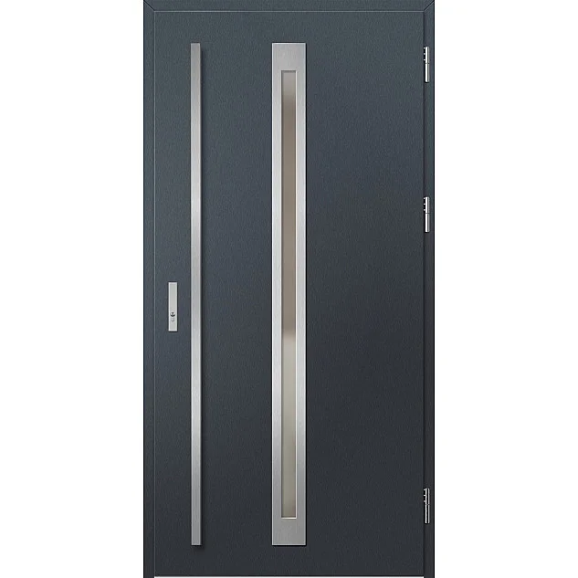 Ocelové vchodové dveře - TREBUR 2 - Antracit Struktura, Label Inox Ocelové vchodové dveře ERKADO - TREBUR 2 - Antracit Struktura, Label Inox