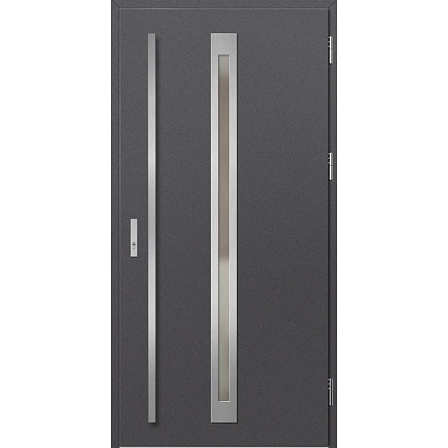 Ocelové vchodové dveře - TREBUR 2 - Hladký Antracit, Label Inox Ocelové vchodové dveře ERKADO - TREBUR 2 - Hladký Antracit, Label Inox