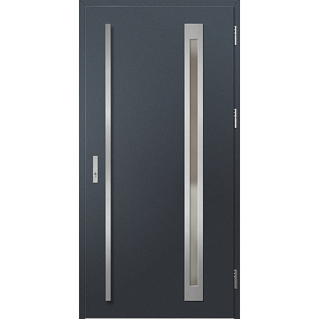 Ocelové vchodové dveře - TREBUR 3 - Antracit Struktura, Label Inox Ocelové vchodové dveře ERKADO - TREBUR 3 - Antracit Struktura, Label Inox