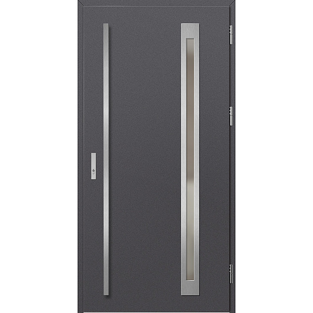 Ocelové vchodové dveře - TREBUR 3 - Hladký Antracit, Label Inox Ocelové vchodové dveře ERKADO - TREBUR 3 - Hladký Antracit, Label Inox