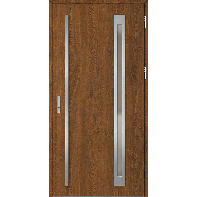 Ocelové vchodové dveře - TREBUR 3 - Ořech, Label Inox Ocelové vchodové dveře ERKADO - TREBUR 3 - Ořech, Label Inox
