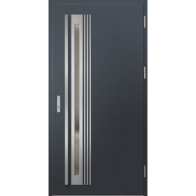 Ocelové vchodové dveře - TREBUR 4 - Antracit Struktura, Label Inox Ocelové vchodové dveře ERKADO - TREBUR 4 - Antracit Struktura, Label Inox