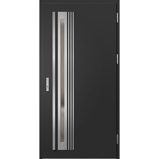 Ocelové vchodové dveře - TREBUR 4 - Černá, Label Inox Ocelové vchodové dveře ERKADO - TREBUR 4 - Černá, Label Inox