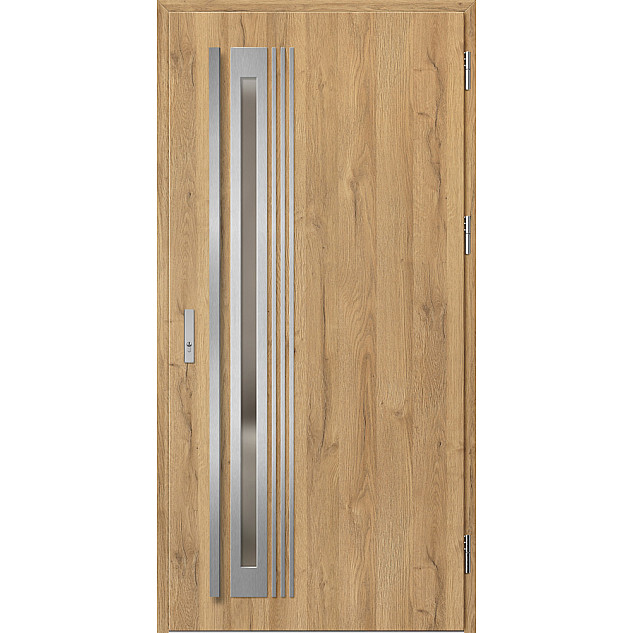 Ocelové vchodové dveře - TREBUR 4 - Dub Natur, Label Inox Ocelové vchodové dveře ERKADO - TREBUR 4 - Dub Natur, Label Inox