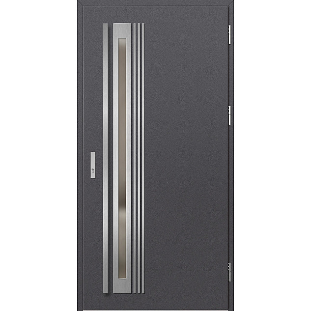 Ocelové vchodové dveře - TREBUR 4 - Hladký Antracit, Label Inox Ocelové vchodové dveře ERKADO - TREBUR 4 - Hladký Antracit, Label Inox