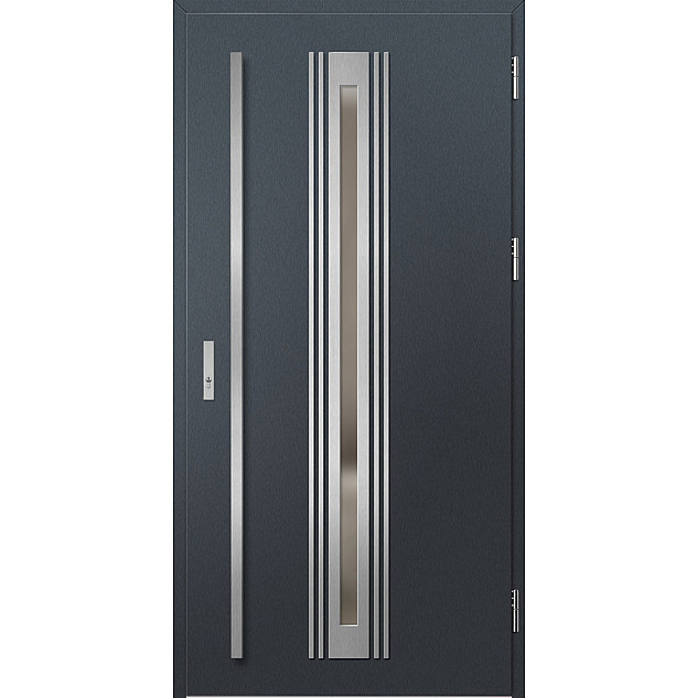 Ocelové vchodové dveře - TREBUR 5 - Antracit Struktura, Label Inox Ocelové vchodové dveře ERKADO - TREBUR 5 - Antracit Struktura, Label Inox