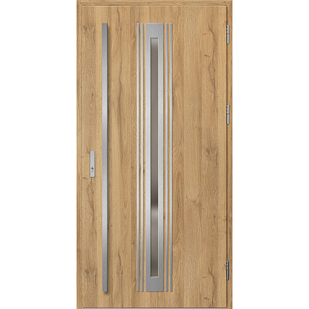 Ocelové vchodové dveře - TREBUR 5 - Dub Natur, Label Inox Ocelové vchodové dveře ERKADO - TREBUR 5 - Dub Natur, Label Inox