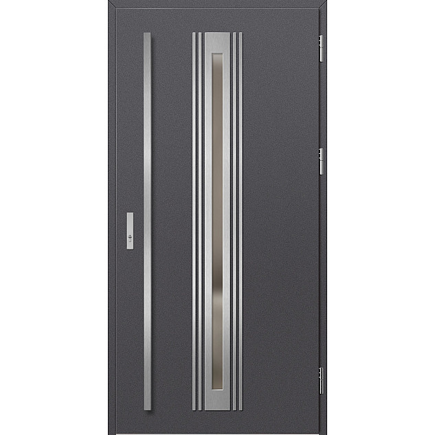 Ocelové vchodové dveře - TREBUR 5 - Hladký Antracit, Label Inox Ocelové vchodové dveře ERKADO - TREBUR 5 - Hladký Antracit, Label Inox