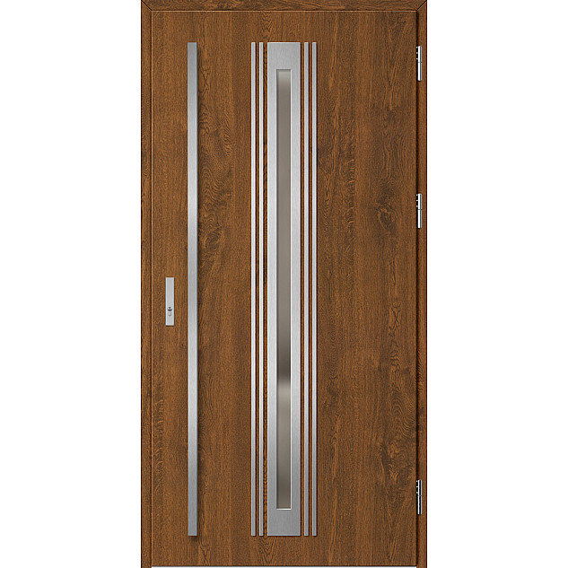 Ocelové vchodové dveře - TREBUR 5 - Ořech, Label Inox Ocelové vchodové dveře ERKADO - TREBUR 5 - Ořech, Label Inox