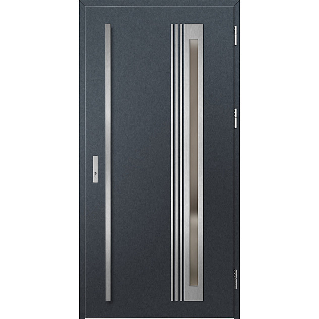 Ocelové vchodové dveře - TREBUR 6 - Antracit Struktura, Label Inox Ocelové vchodové dveře ERKADO - TREBUR 6 - Antracit Struktura, Label Inox