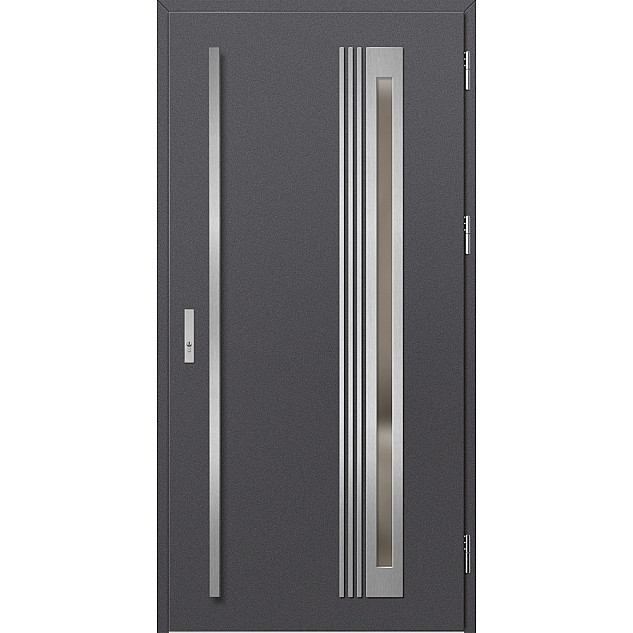 Ocelové vchodové dveře - TREBUR 6 - Hladký Antracit, Label Inox Ocelové vchodové dveře ERKADO - TREBUR 6 - Hladký Antracit, Label Inox