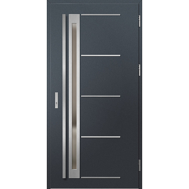 Ocelové vchodové dveře - TREBUR 7 - Antracit Struktura, Label Inox Ocelové vchodové dveře ERKADO - TREBUR 7 - Antracit Struktura, Label Inox